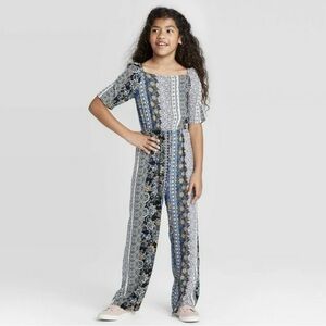 Art Class Moody Floral  Short Sleeve Jumpsuit | M (7/8)